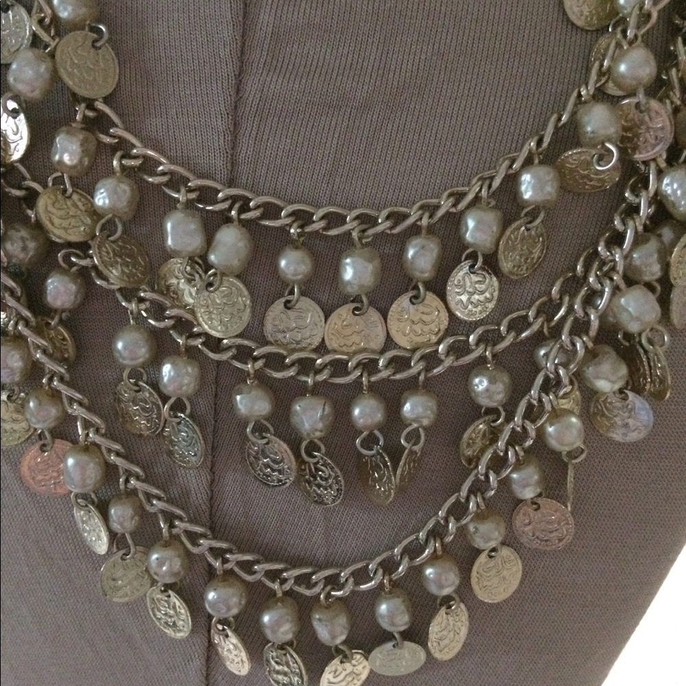 Vintage japan pearls coin necklace